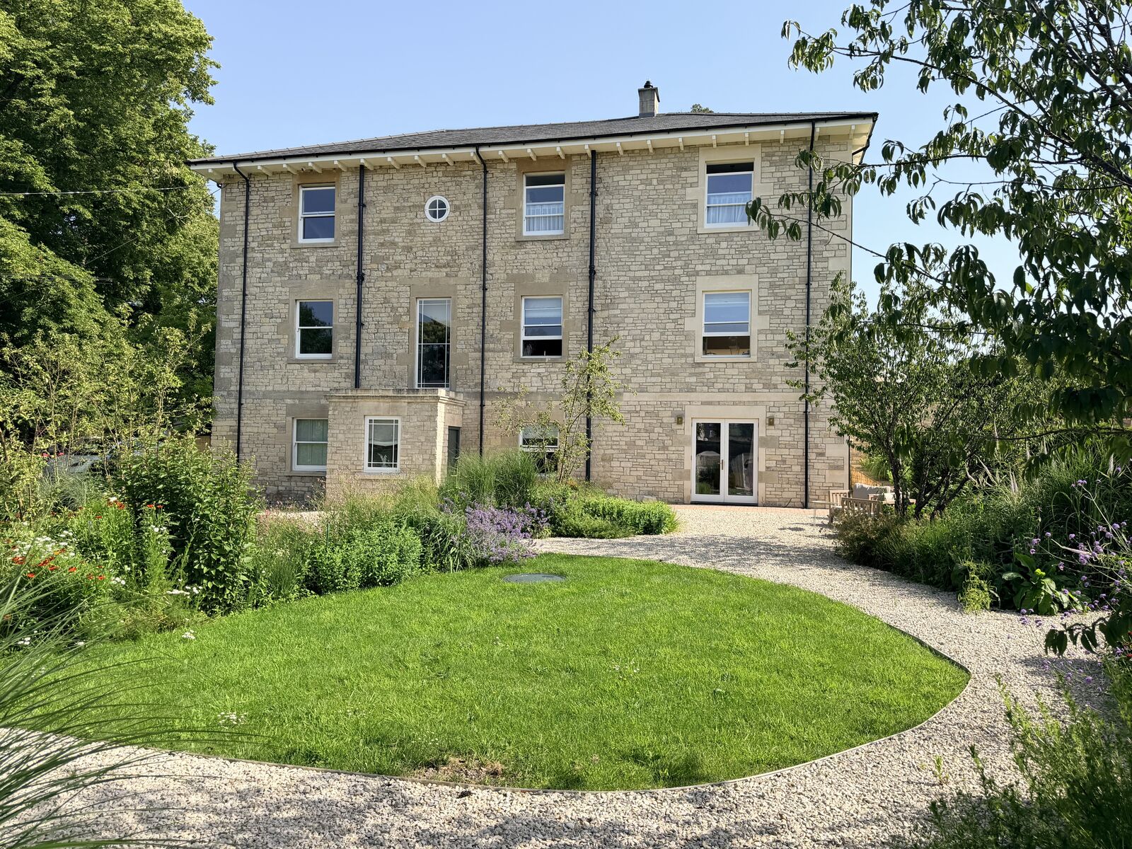Rear elevation with circular lawn